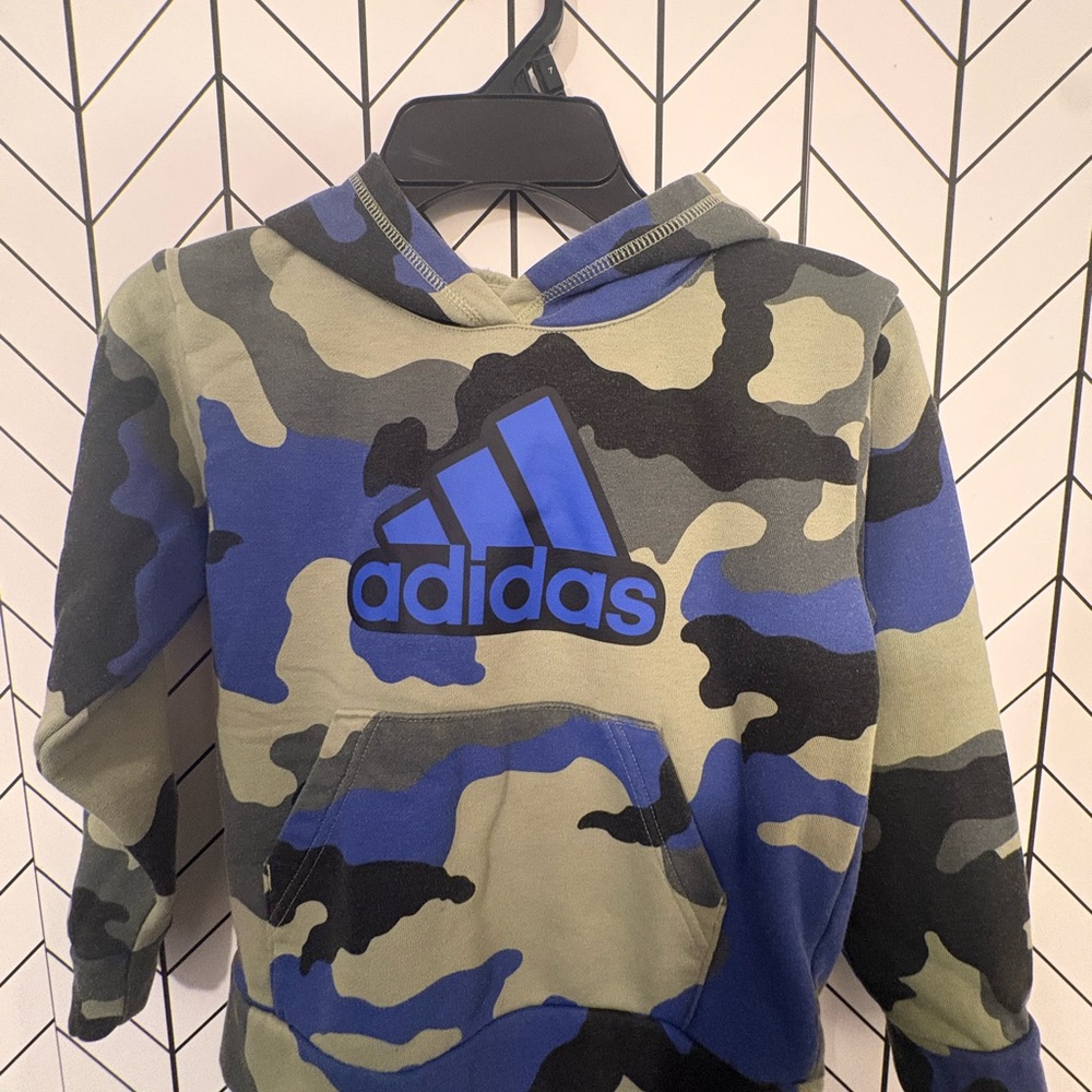 Adidas Blue and Black Camo Hoodie
